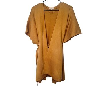 LOFT Women's Camel Open-Front Tie Knit Sweater Wrap